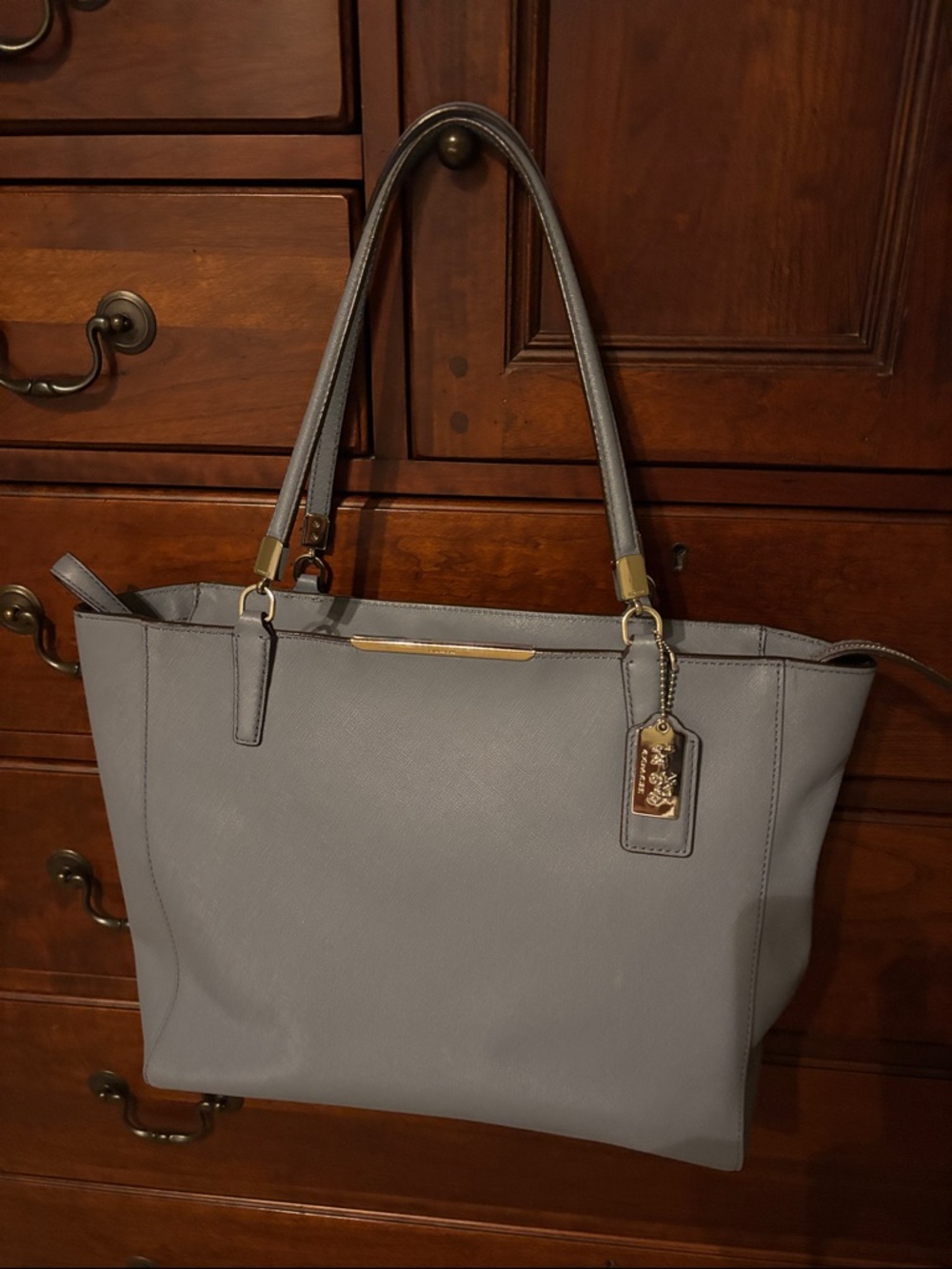 Coach zipper tote dusty blue with dust bag